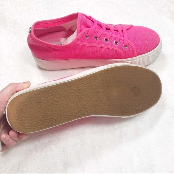 🔥SALE🔥 Steve Madden Emmi bright pink platform canvas sneakers sz9 - Picture 9 of 9
